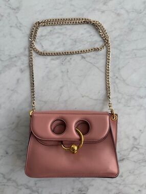 J.W. Anderson Pink Leather Mini Pierce Crossbody Leather Bag Chain